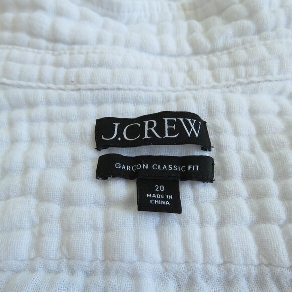 J. CREW Garçon Classic Shirt in Cotton-Linen Blend Gauze Preppy Coastal Size 20 - Picture 13 of 14